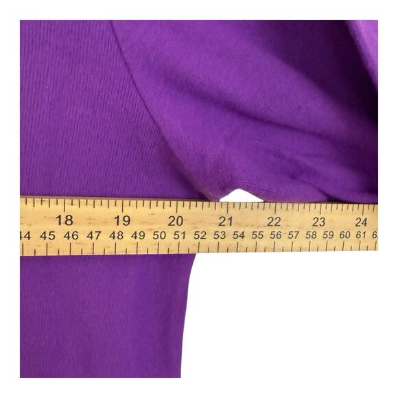 LOFT Women’s Split Neck Sweater Petite Sz MP Purple Long Sleeve Polyester Rayon - Picture 6 of 12